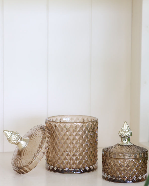 Set of 2 Luxurious Decorative Glass Jars