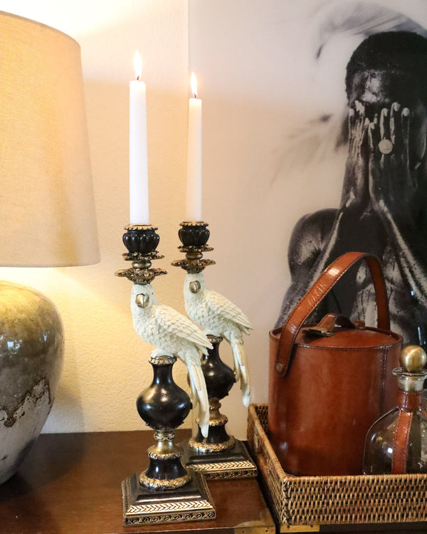 Set of 2 Parrot Candle Holders